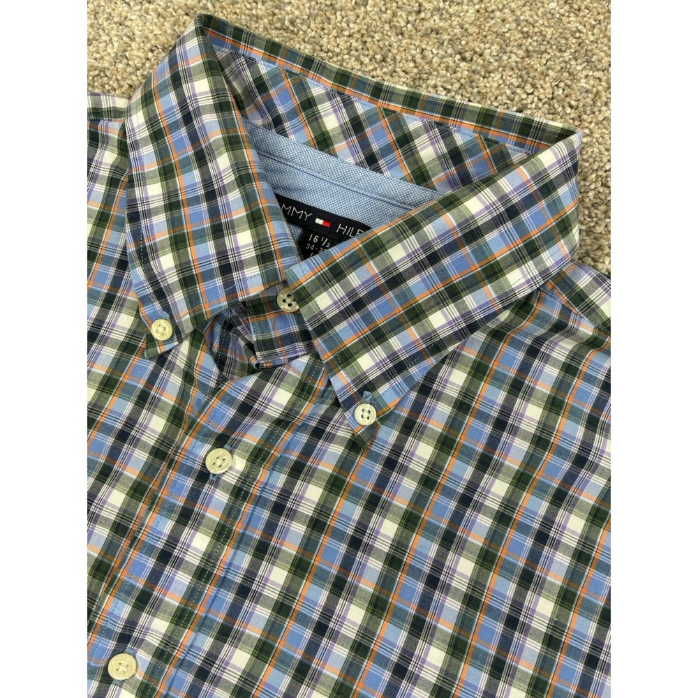 Tommy Hilfiger Mens Plaid Long Sleeve Button Down Casual Shirt Large #0155